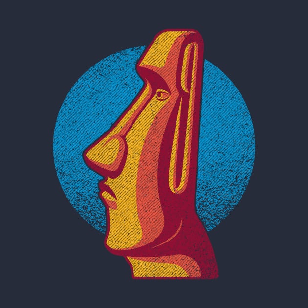 Distressed Retro Polynesian Moai - Easter Island, Rapa Nui by RYSHU 