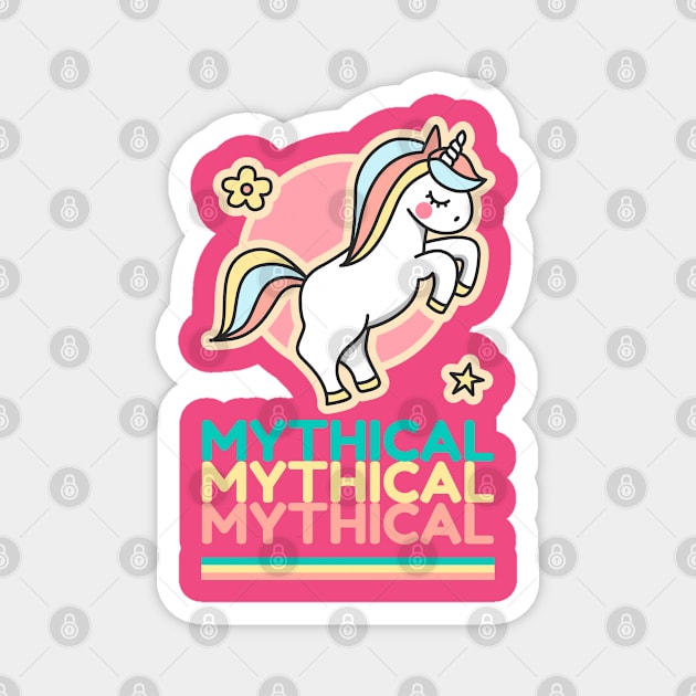 Mythical Repeat Typography & Cute Colorful Unicorn Magnet by Inspire Enclave