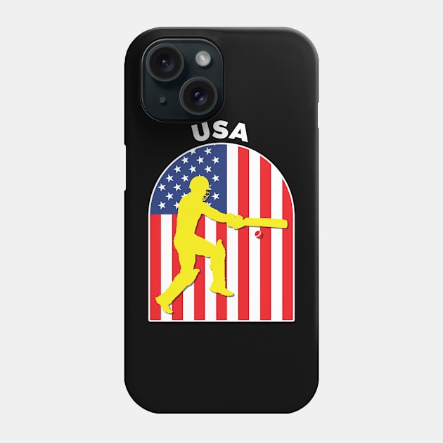 USA Cricket Batsman American Flag Phone Case by DPattonPD