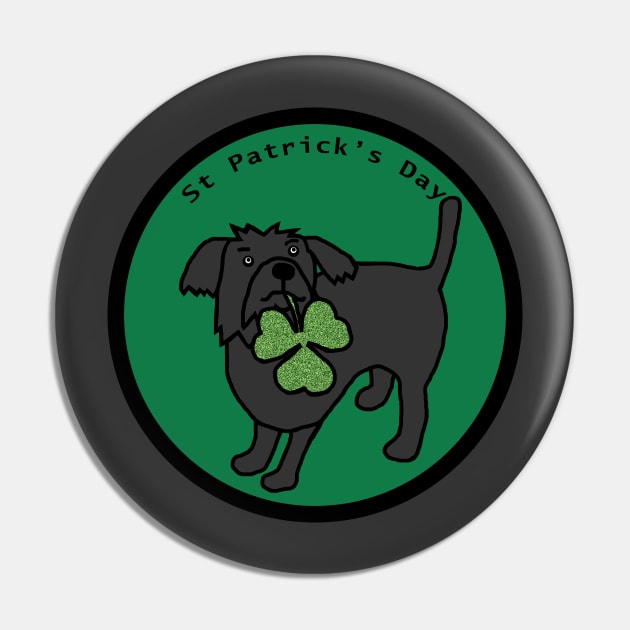 St Patricks Day with Cute Dog and Shamrock Pin by ellenhenryart