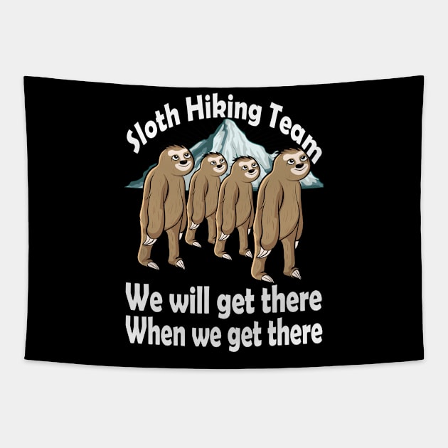 Sloth Hiking Team Tapestry by Jackys Design Room