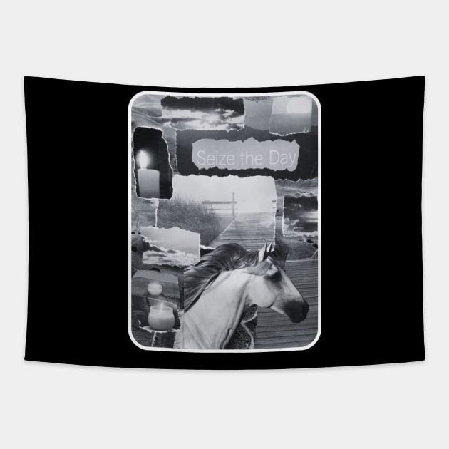 Seize the Day Noir Tapestry by The Golden Palomino