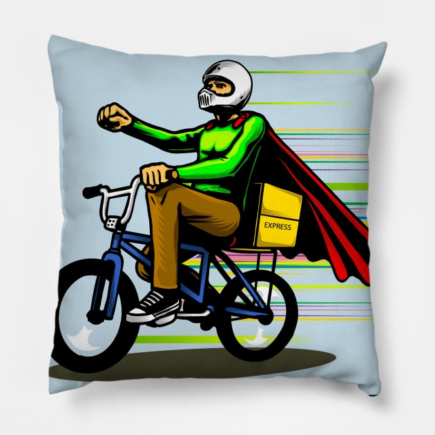 delivery man illustration Pillow by Invectus Studio Store