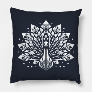 Geometric Crystal Peacock Pillow