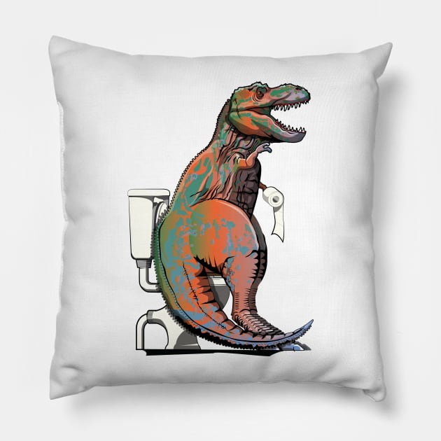 Dinosaur Trex on the Toilet Pillow by InTheWashroom