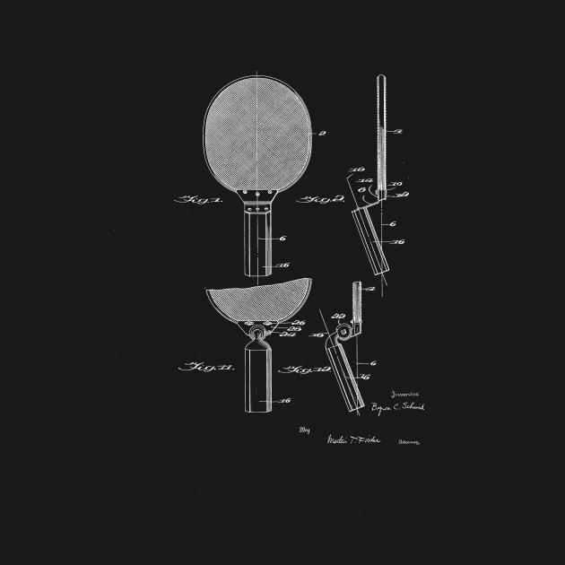 Table Tennis Racket Vintage Patent Drawing by TheYoungDesigns