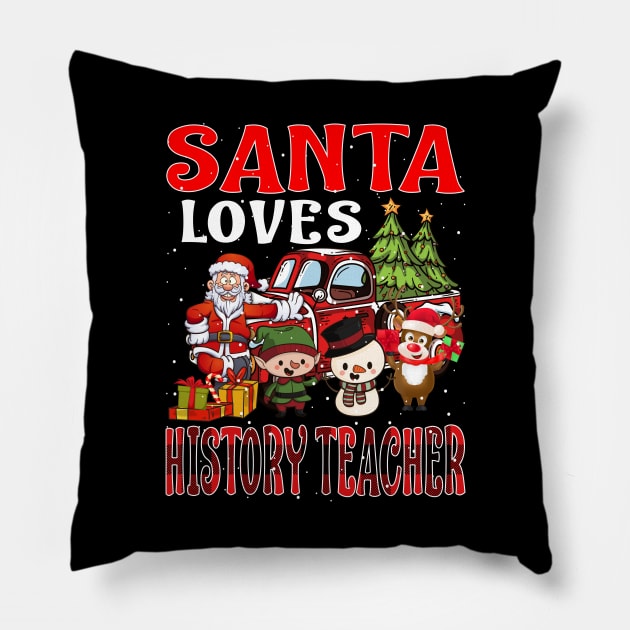 Santa Loves History Teacher Pillow by intelus