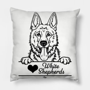 Heart White Shepherds Illustration Pillow