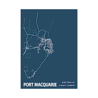 Port Macquarie Blueprint Street Map, Port Macquarie Colour Map Prints T-Shirt