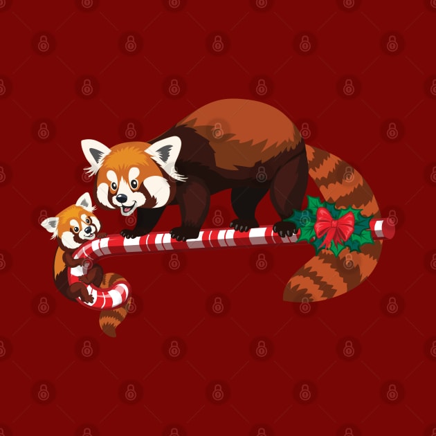 Red Pandas on Candy Cane by Peppermint Narwhal