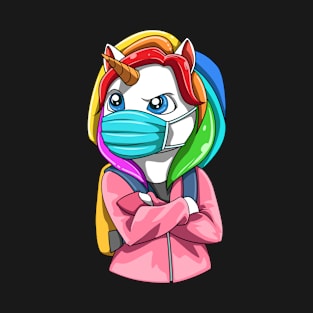 Masked School Unicorn in Quarantine T-Shirt