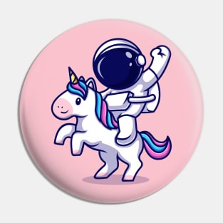 Astronaut Riding Unicorn Cartoon Pin