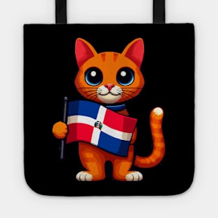 Cat Holding Dominican Republic Flag Tote