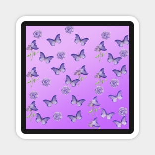 Purple Butterfly and Flower Pattern Magnet
