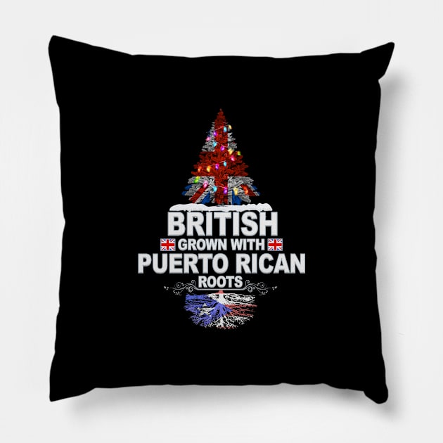 British Grown With Puerto Rican Roots - Gift for Puerto Rican With Roots From Puerto Rico Pillow by Country Flags