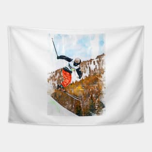 Pro Skier In The Air. For ski lovers Tapestry