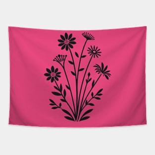 Elegant Monochrome Floral Bouquet Tapestry