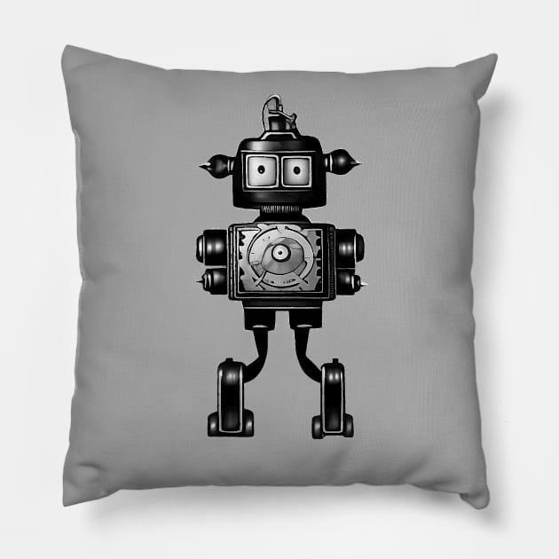 Portrait Of A Robot 6 Cyberpunk Artwork Pillow by Mythical Machines