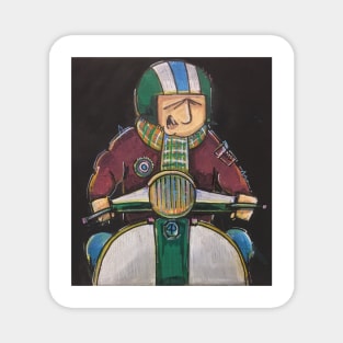 Retro Scooter, Classic Scooter, Scooterist, Scootering, Scooter Rider, Mod Art Magnet