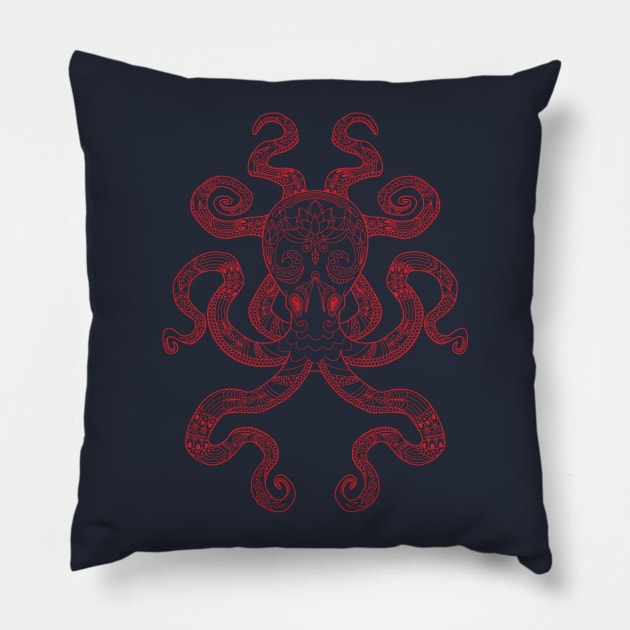 Color Me Octopus - Red Pillow by theMeticulousWhim