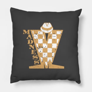 Madness Vintage Checkerboard Brown & White Pillow