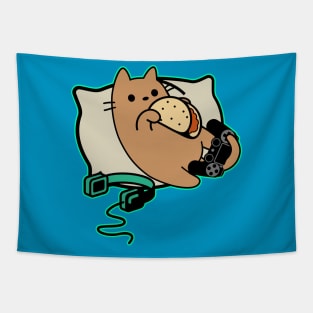 Game Paused Tacos Loading Cat Sticker Tapestry