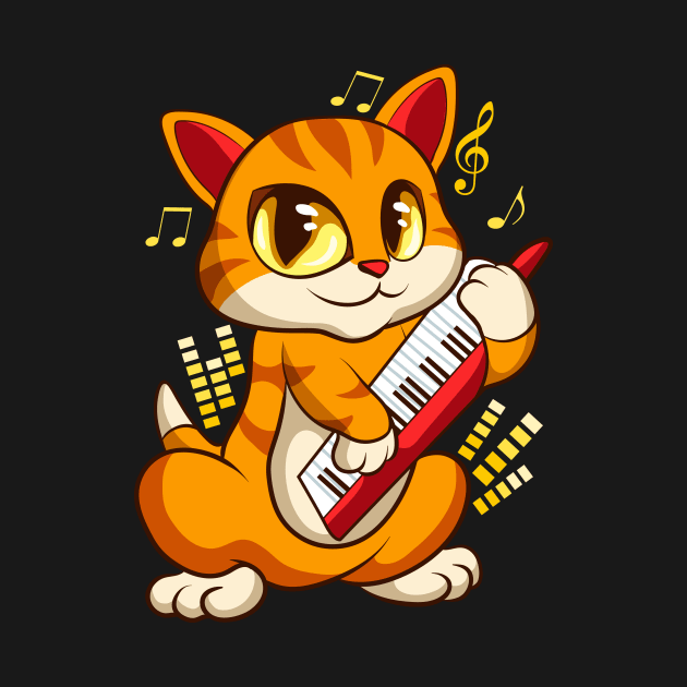 Cute Musician Cat Kitty Playing Guitar by theperfectpresents