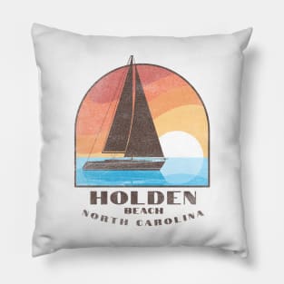 Holden Beach, NC Sailboat - Distressed Vintage 70s Pillow