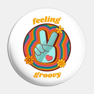 Feeling Groovy - Retro Rainbow Peace Sign Pin