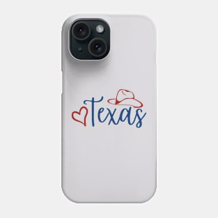 Love Texas with Hat- red/blue Phone Case