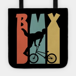 BMX / Retro Vintage BMX Bike Rider / vintage Retro 1970's Style BMX Silhouette Extreme Sports Youth / Kids Bmx Tote