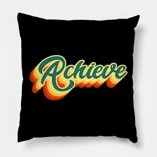 Achieve Retro Faded Sunset Aesthetic Typography Pillow