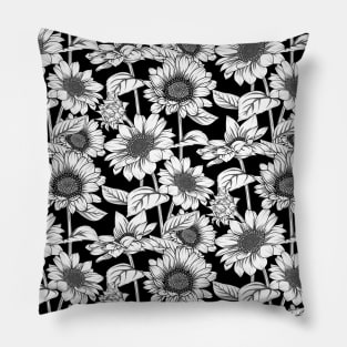 Sunflowers Line Art Pillow