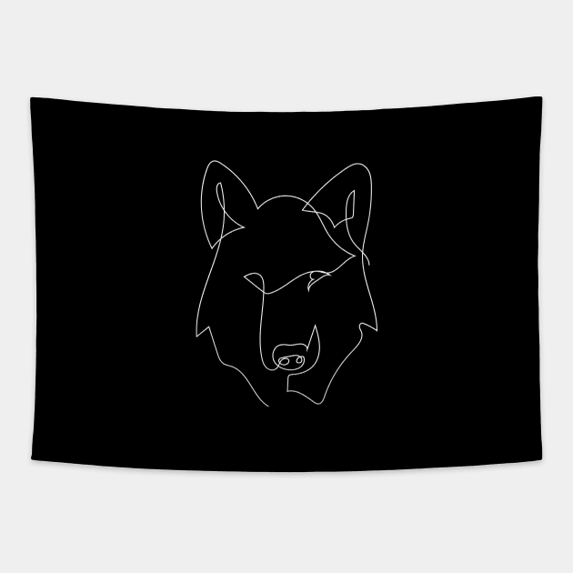 Wolf One Line Tapestry by Frajtgorski