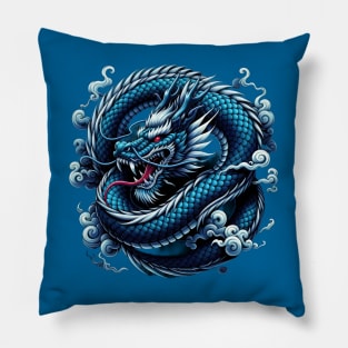 Dragon of the Mystic Blue Pillow