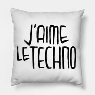 Techno Music Love, Techno Typography, J'aime le Techno Pillow