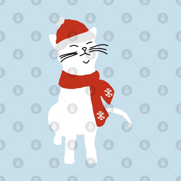 White Christmas Kitty Cat by ellenhenryart