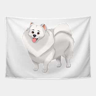 White Pomeranian Dog Tapestry