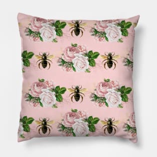 Honey Bee Neck Gator Pink and Gold Pink Roses Gold Bee Pattern Pillow