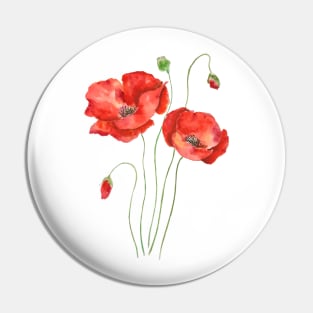 2 orange poppies watercolor Pin