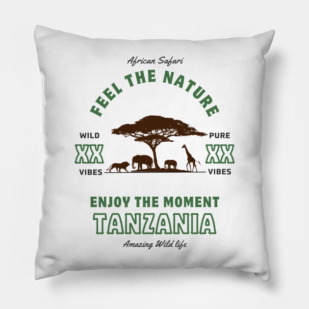 African Safari Tanzania Pillow by fantastic-designs