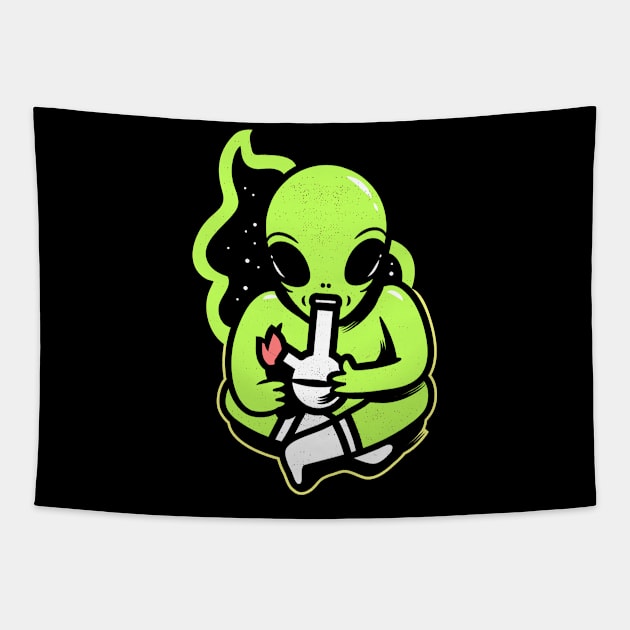 Smoking Alien 420 Design Tapestry by CANVAZSHOP