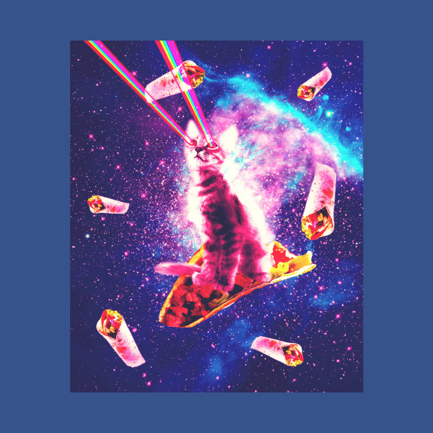 Discover Outer Space Taco Cat - Rainbow Laser Eyes, Burrito - Cat - T-Shirt