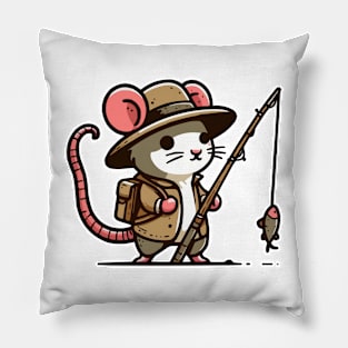 Rat Fishing With Fishing Rod Pillow