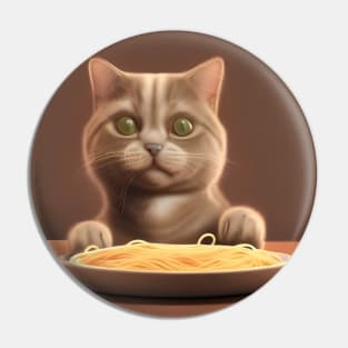 Cat eating spaghetti Pin