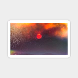 "Blood Moon" retro snapshot - atmospheric sky photo with smoke and sun Magnet