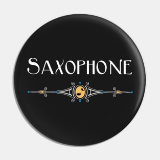 Saxophone White Text Decorative Line Pin