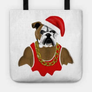 Gangster Santa Boxer Dog Funny Christmas Art Gift Tote