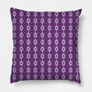 Purple Ovals and Curves Seamless Pattern 1970s Inspired Pillow