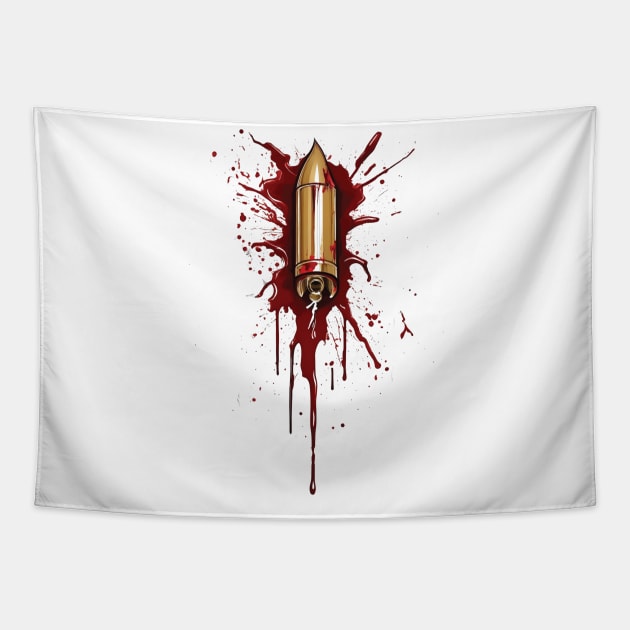 Bloody Bullet Wound Tapestry by mdr design